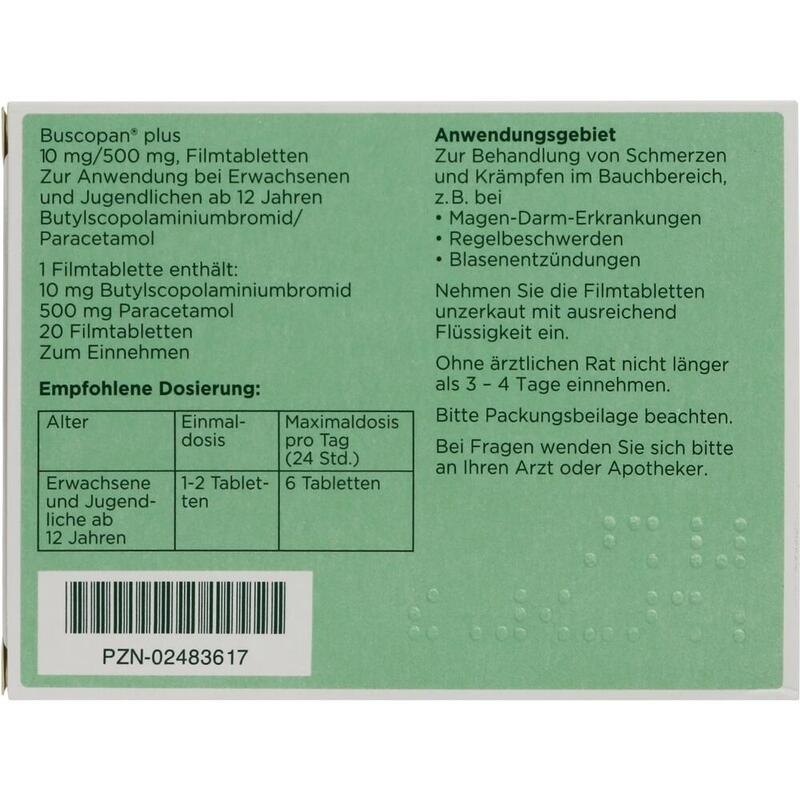 BUSCOPAN plus 10 mg/500 mg Filmtabletten